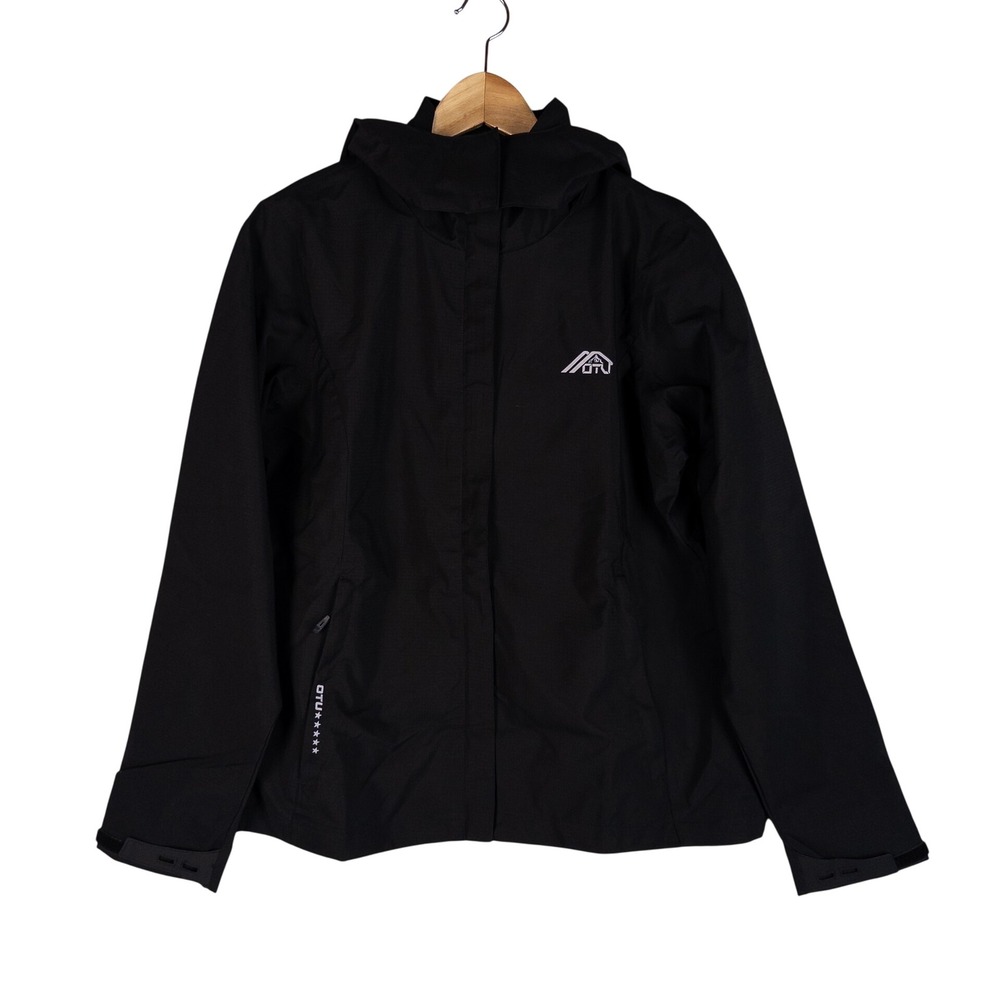 OTU Womens Rain Jacket Size M Black Hooded Waterproof Windbreaker Outdoor Hiking
